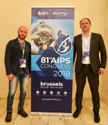 Lietuvos sporto žurnalistų federacijos  generalinis sekretorius Tomas Gaubys (dešinėje) ir prezidiumo narys Romanas Buršteinas AIPS kongrese