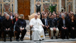 Popiežiaus audiencija žurnalistams. VATICAN MEDIA Divisione Foto Popiežiaus audiencija žurnalistams. VATICAN MEDIA Divisione Foto