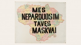 Viena virtualios parodos „1991 m. sausio 13-oji: plakatai, menantys kovą už laisvę“ iliustracija Viena virtualios parodos „1991 m. sausio 13-oji: plakatai, menantys kovą už laisvę“ iliustracija